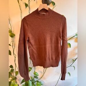 Cos mock neck cotton/wool sweater | sz small | brown